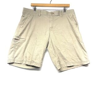Waterproof Chino Shorts Men's 36W Beige Cotton Stretch Pockets Classic Zip Fly